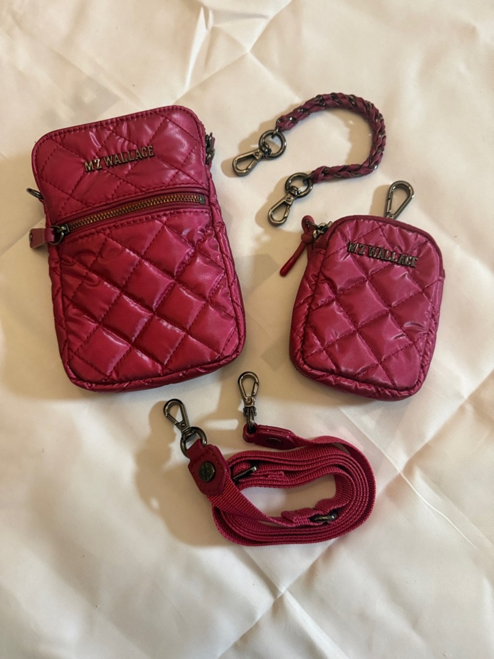 MZ Wallace Quilted Crossbody and Clip Pouch Set